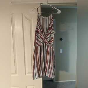 spaghetti strap vneck multicolor stripe women’s dress sz XL excellent condition!